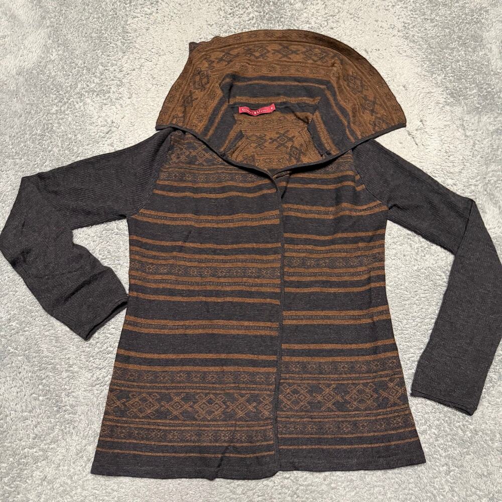 Krimson Klover Sweater Womens Medium Brown Gray Cardigan 100% Wool
